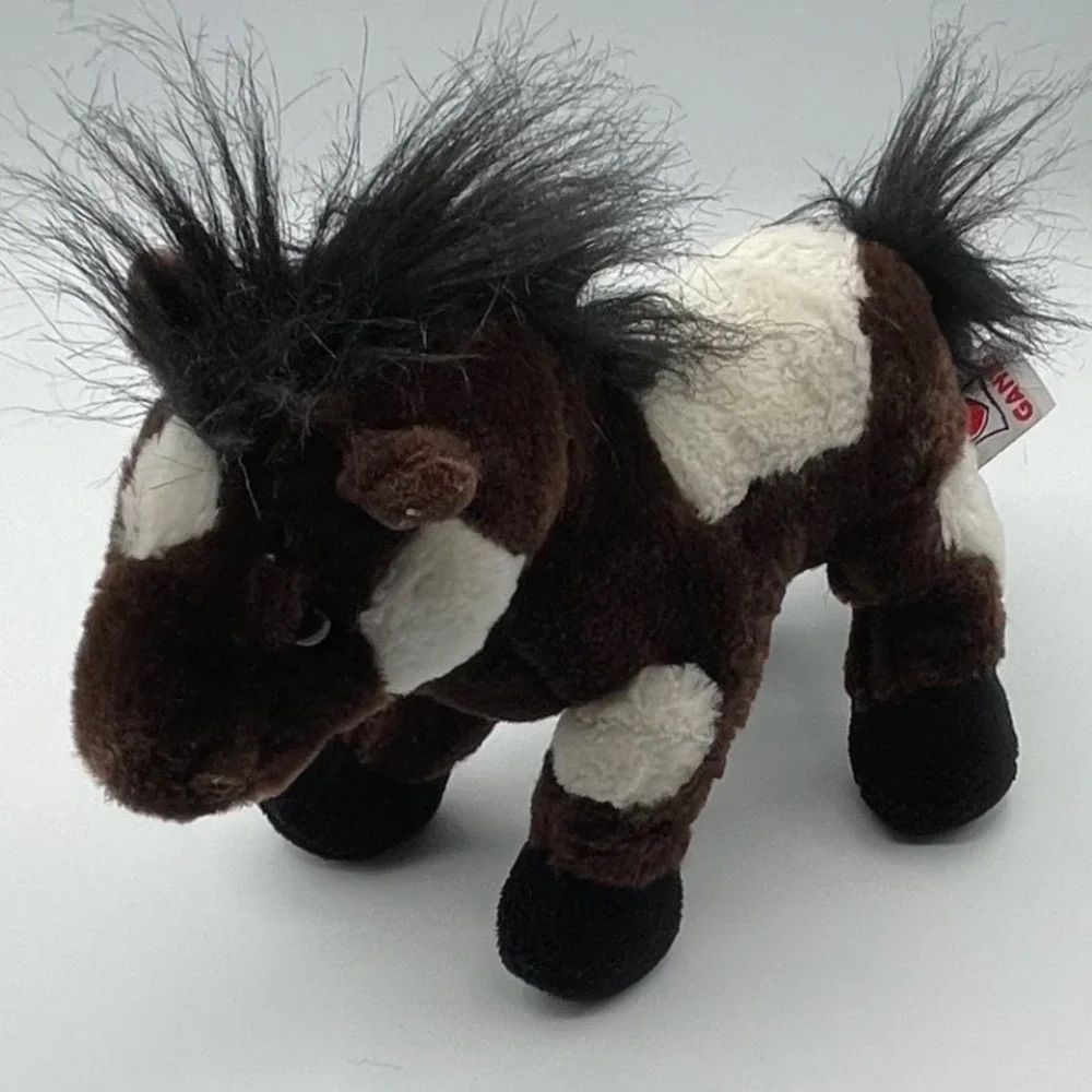 Ganz Webkinz Pinto Horse Brown White Spotted Plush Stuffed Animal HM147 9.5 Inch